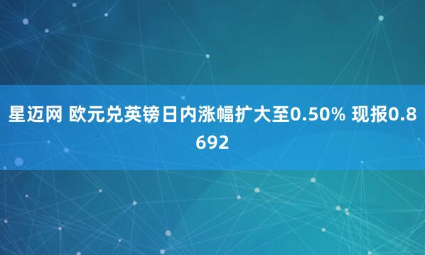 星迈网 欧元兑英镑日内涨幅扩大至0.50% 现报0.8692